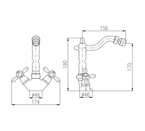 Смеситель для биде Rav Slezak MORAVA MK421.5/9SM, бронза