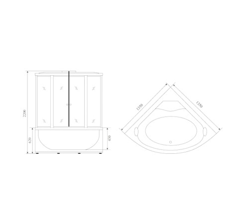 Душевая кабина (душевой бокс) Timo Standart T-1135, 135x135x220