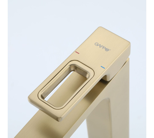 Смеситель для раковины высокий Gappo G1017-32, золотой сатин