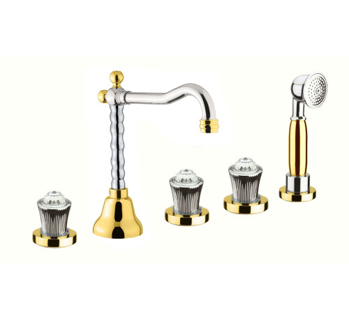 Смеситель на борт ванны Fiore VENERE SKY (SWAROVSKI®) 13CO0607, хром/золото