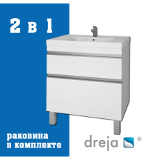 Тумба с раковиной подвесная/напольная Dreja Grace Plus 70 см, белый