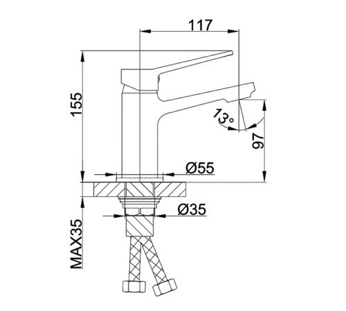 Смеситель для раковины Frap F1062, черный