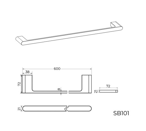 Полотенцедержатель Knotlor SB101GM, оружейная сталь