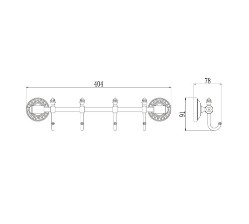 Планка с крючками Savol S-006674C, бронза