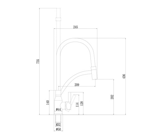 Смеситель для кухни Fmark FS8244Q-02, графит