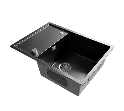 Кухонная мойка Ulgran Steel 680x500, черная брашированная сталь