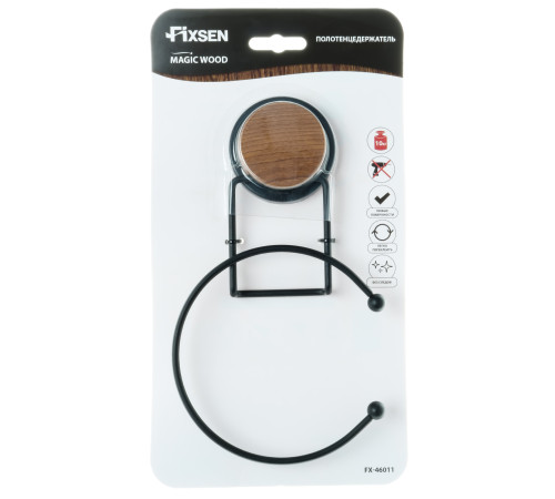 Полотенцедержатель FIXSEN MAGIC WOOD FX-46011, черный, коричневый