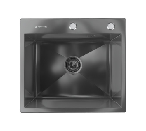 Кухонная мойка Ulgran  Steel 500x450, черная брашированная сталь