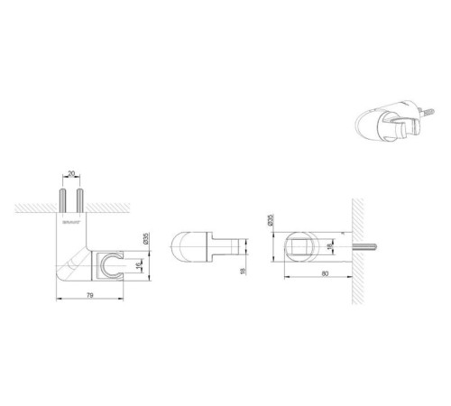Держатель душевой лейки Bravat P7185BW-ENG, черный