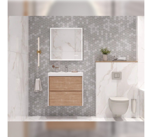 Тумба под раковину подвесная Velvex Gesso tp.GES.9696.70.2Y белый матовый/дуб сонома, 70 см