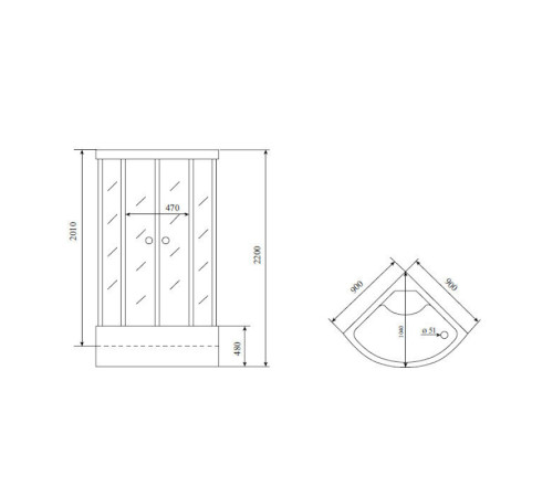 Душевая кабина Timo Standart Black Fabric T-6690BF, 90x90x220
