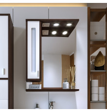 Зеркало со шкафом Бриклаер БАЛИ 62 см левое, венге/белый