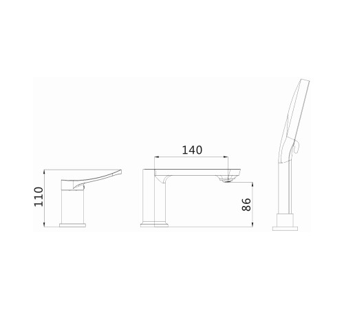 Смеситель на борт ванны Shevanik S4312H, черный