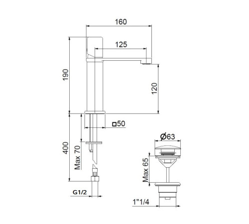 Смеситель для раковины Webert ONE-X OX830102015, хром/сталь