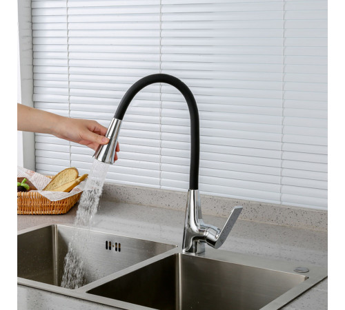 Смеситель для кухни с гибким изливом и режимом душ FRAP F4471, хром