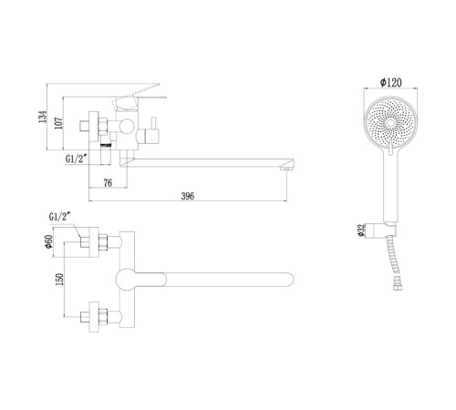 Смеситель для ванны Fmark FS8225A, хром