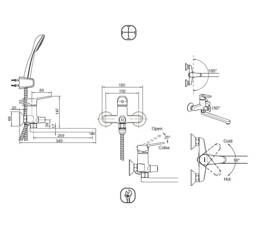Смеситель для ванны Bravat Eco F6111147C-LB, хром