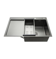 Кухонная мойка с коландером GAPPO GS7850-6R, графит