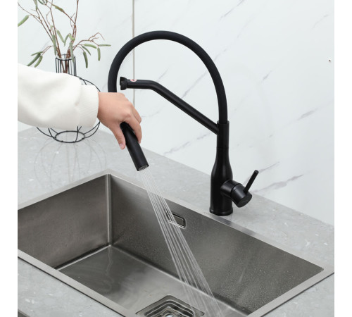 Смеситель для кухни с гибким изливом GAPPO G4098-16, черный