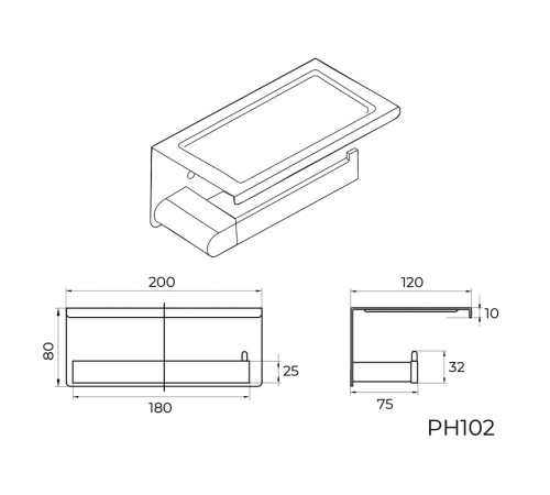 Держатель для туалетной бумаги с полочкой Knotlor PH102RB, бронза