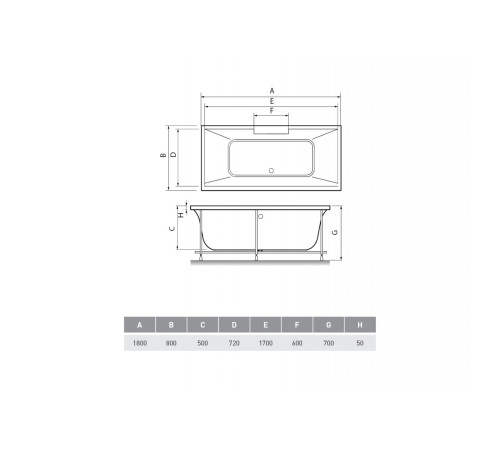 Ванна акриловая Relisan EcoPlus Дунай ППУ Гл000023025, 180x80