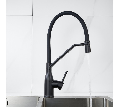 Смеситель для кухни с гибким изливом Shevanik S343H-3, черный