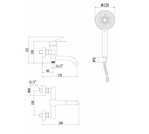 Смеситель для ванны Fmark FS8206C, матовое золото