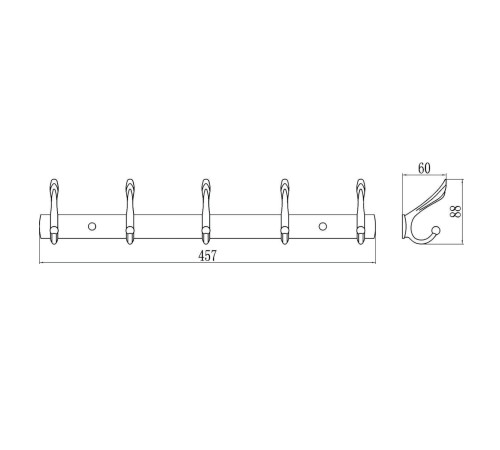 Планка с крючками Savol S-00115B, золото