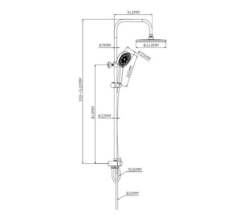 Душевой гарнитур Esko ST1300Black/ST1300B, черный