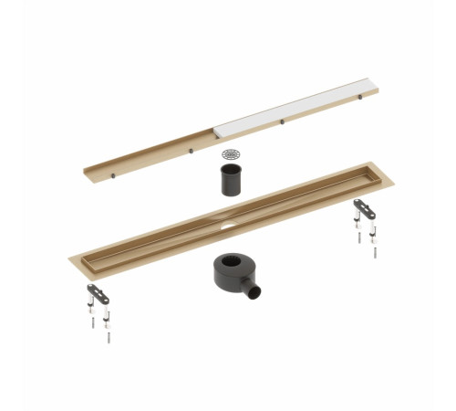 Душевой лоток (двухсторонняя решетка) TIMO Drain System DS230210/17, матовое золото