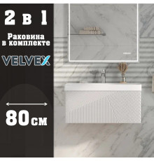 Тумба с раковиной подвесная Velvex Edge tp.EDG.9696.80.1Y белый глянец, 80 см