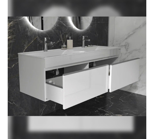 Тумба под раковину подвесная Velvex Pulsus tp.PUL.PUL.140.2Y белый глянец, 140 см