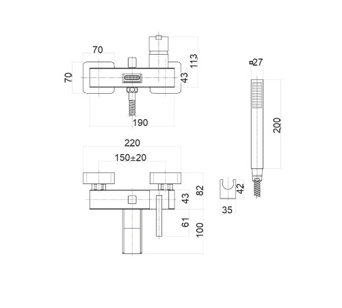 Смеситель для ванны Fiore XS 71CR7755, хром