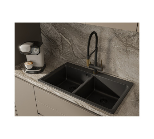 Смеситель для кухни с подключением фильтра Rivelato Adria 1523517, антрацит/золото