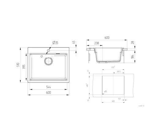 Кухонная мойка Grandex Aqua Comfort 500501, белый
