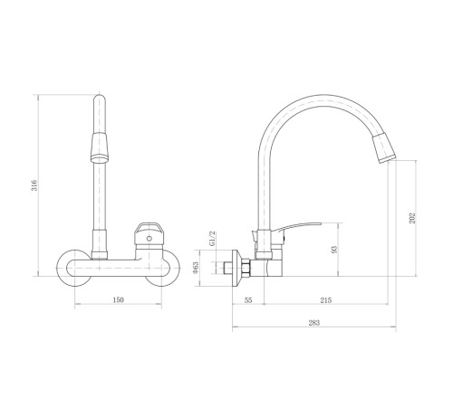 Смеситель для кухни Plstart PD46001-8, хром/белый