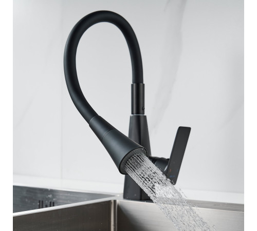 Смеситель для кухни с гибким изливом Shevanik S543H-3, черный