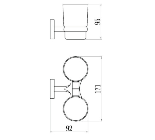 Стакан для ванной комнаты двойной Savol S-008768, хром