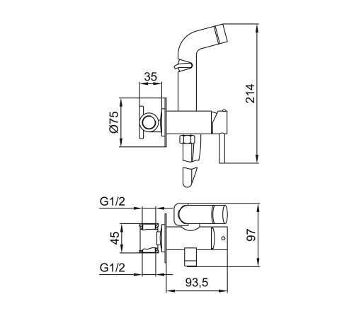 Гигиенический душ со смесителем FRUD R7505, хром