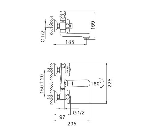 Смеситель для ванны FRAP F3025, хром