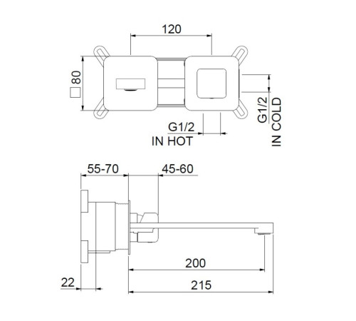 Смеситель для раковины Webert ONE-X OX830611441, черный/сталь