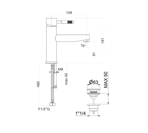 Смеситель для раковины Fiore XENON 44NN5276, черный