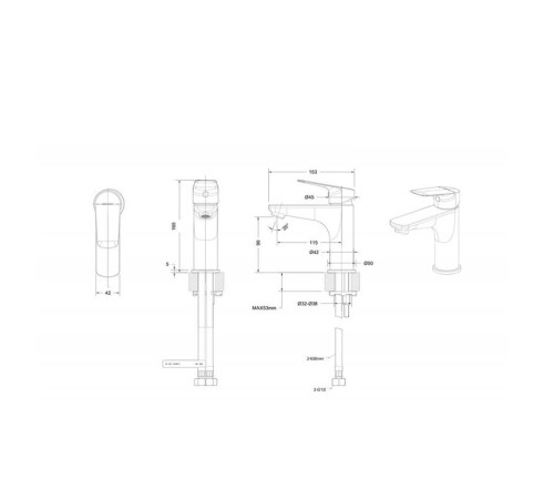 Смеситель для раковины Bravat Rhein F1429564BW-9-ENG, черный