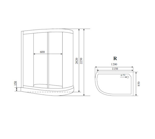 Душевая кабина Timo Comfort Clean Glass T-8802RC, 120x85x220