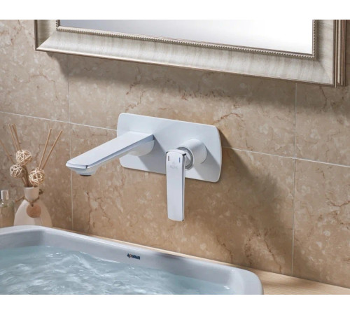 Смеситель для раковины встраиваемый Rose R13F R1341F, белый/хром