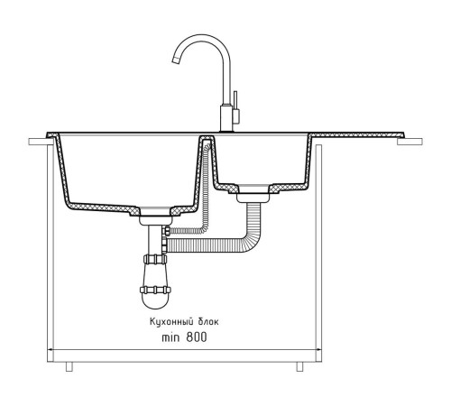Кухонная мойка GranFest PRACTIK 980KL, топаз