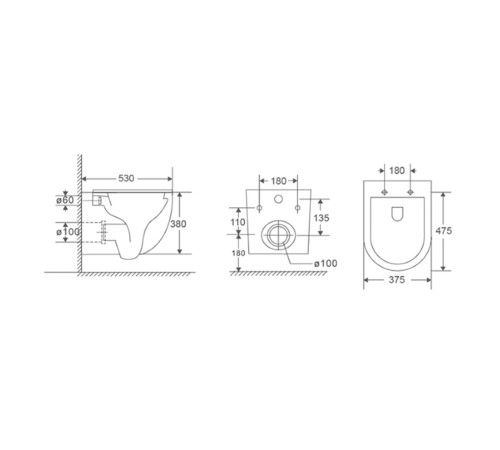 Унитаз подвесной KNOTLOR Вектор WC530PBL, черный матовый