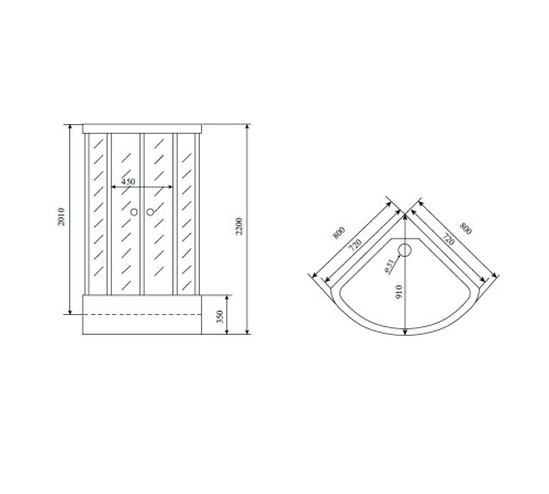 Душевая кабина Timo Comfort Fabric Glass T-8880F, 80x80x220