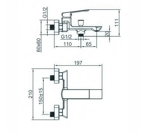 Смеситель для ванны Maretti Турин-ГМ TR22RF323, графит