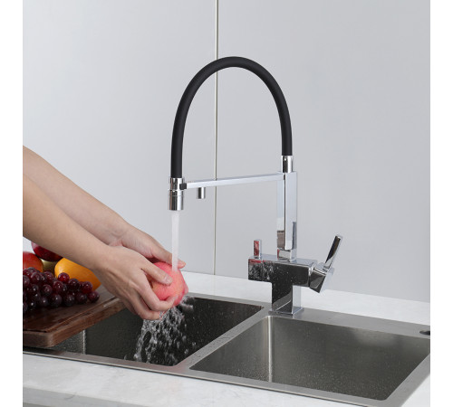 Смеситель для кухни с гибким изливом и подключением фильтра GAPPO G4395-50, хром